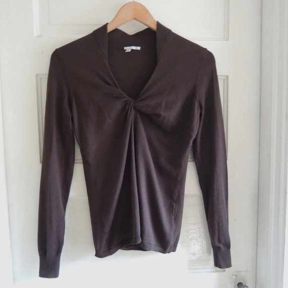 Halogen Brown Viscose Knit Knot Front Sweater S - Picture 3 of 8